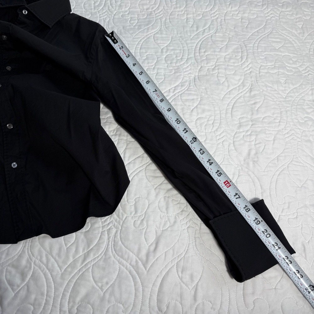 Ralph Lauren Black Label Women Black Elongated Sleeve Shirt Minimalist WNs 6 EUC - Picture 13 of 13